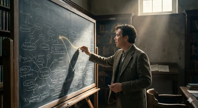 Illustration of a professor character representing GraphRAG — synthesizing an answer from deep understanding of how facts connect.